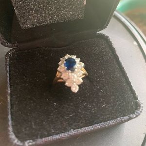 Antique 14k Diamond / Sapphire Waterfall ring Vintage 40 years old!